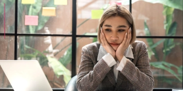 Stressed person on a laptop